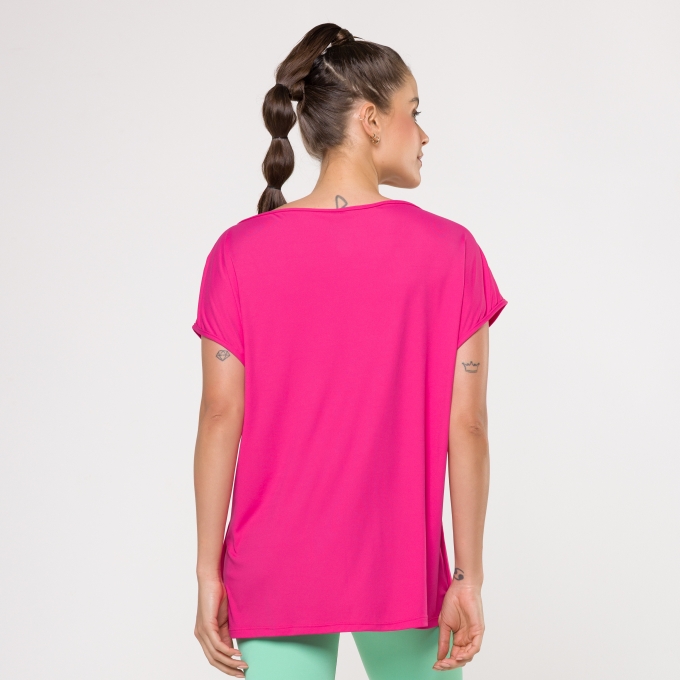 Camisa Dress Rosa Shock com Silk Onça