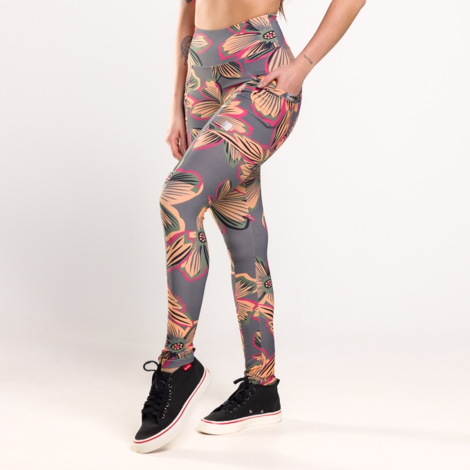 Calça Legging Print Estampada com Bolsos