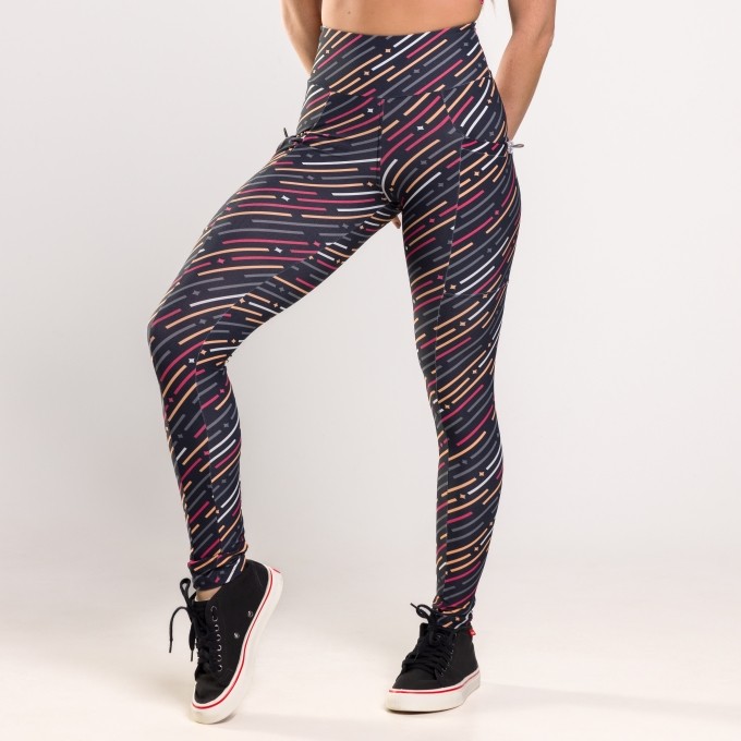 Calça Legging Print Estampada com Bolsos